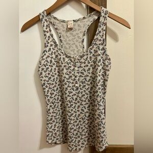 Floral Button-Front Tank Top